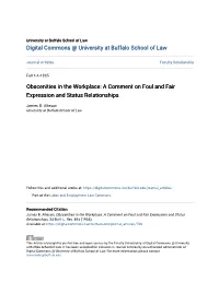 Obscenities in the Workplace: a Comment on Foul and Fair Expression and Status Relationships
