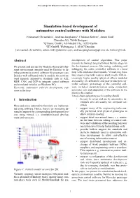 Simulation-Based Development of Automotive Control Software with Modelica