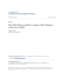 The Fall of Enron and the Creation of the Sarbanes-Oxley Act of 2002
