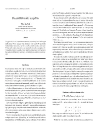 The Lambda Calculus Is Algebraic