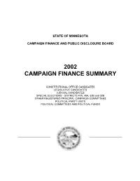 2002 Campaign Finance Summary