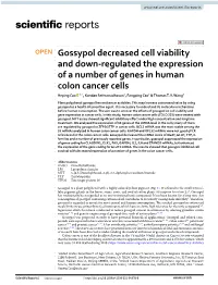 Gossypol Decreased Cell Viability and Down-Regulated the Expression of A