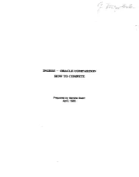 Ingres - Oracle Comparison How to Compete