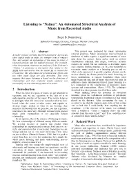 Naima”: an Automated Structural Analysis of Music from Recorded Audio