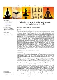 Reliability and Factorial Validity of the Out-Swing Bowling Test Battery In