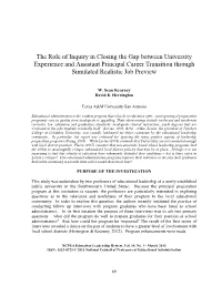 The Role of Inquiry in Closing the Gap Between University Experience and Assistant Principal Career Transition Through Simulated Realistic Job Preview