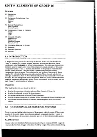 UNIT 9 Elelments of GROUP 16
