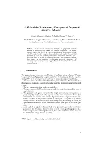 Alife Model of Evolutionary Emergence of Purposeful Adaptive Behavior1