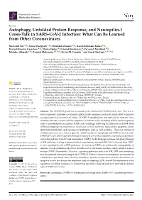 Autophagy, Unfolded Protein Response, and Neuropilin-1 Cross-Talk in SARS-Cov-2 Infection: What Can Be Learned from Other Coronaviruses