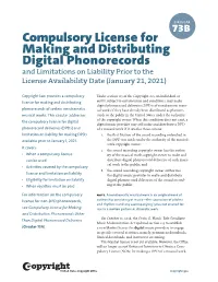 Circular 73B Compulsory License for Making and Distributing Digital Phonorecords