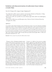 Isolation and Characterization of Ardicrenin from Ardisia Crenata Sims