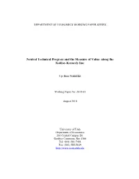 Neutral Technical Progress and the Measure of Value: Along the Kaldor-Kennedy Line