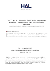The CORA 5.2 Dataset for Global in Situ Temperature and Salinity