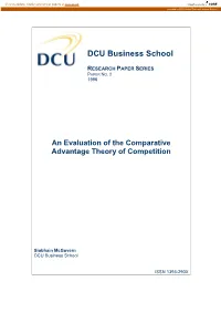 An Evaluation of the Comparative Advantage Theory of Competition