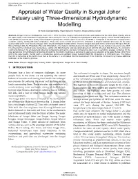 Appraisal of Water Quality in Sungai Johor Estuary Using Three-Dimensional Hydrodynamic Modelling
