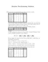 Decision Tree Learning– Solution
