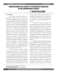 Understanding the Concept of Cooperative Federalism in the Contemporary Context