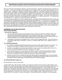 Uwm Intercollegiate Athletics Drug Education and Testing Program