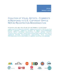 Coalition of Visual Artists - Comments in Response to U.S