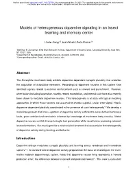 Models of Heterogeneous Dopamine Signaling in an Insect Learning and Memory Center