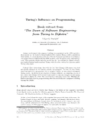 Turing's Influence on Programming — Book Extract from “The Dawn of Software Engineering: from Turing to Dijkstra”
