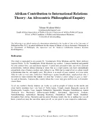 An Afrocentric Philosophical Enquiry