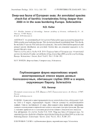 An Annotated Species Check-List of Benthic Invertebrates Living Deeper Than 2000 M in the Seas Bordering Europe