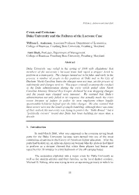 Duke University and the Failures of the Lacrosse Case