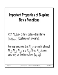 Important Properties of B-Spline Basis Functions