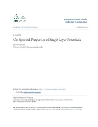 On Spectral Properties of Single Layer Potentials Seyed Zoalroshd University of South Florida, Szoalros@Mail.Usf.Edu