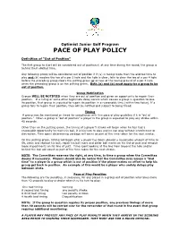 Pace of Play Policy