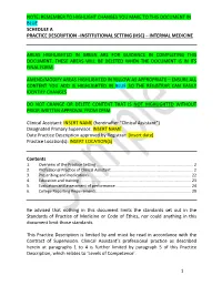 Practice Description –Institutional Setting (Hsc) – Internal Medicine