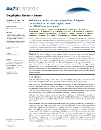 Preliminary Results on the Composition of Jupiter's Troposphere in Hot Spot