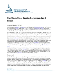 The Open Skies Treaty: Background and Issues