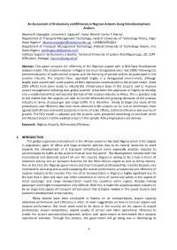 1 an Assessment of Productivity and Efficiency in Nigerian Airports Using