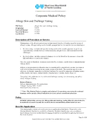 Allergy Skin and Challenge Testing