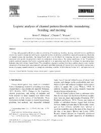 Logistic Analysis of Channel Pattern Thresholds: Meandering, Braiding, and Incising