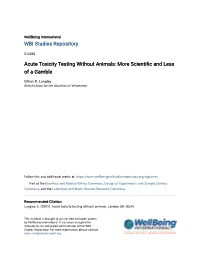 Acute Toxicity Testing Without Animals: More Scientific and Less of a Gamble