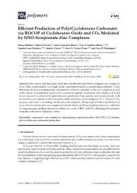 Efficient Production of Poly(Cyclohexene Carbonate)