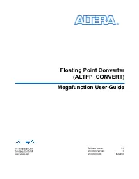Floating Point Converter (ALTFP CONVERT)Megafunction User Guide