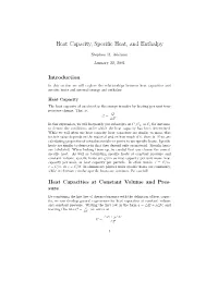 Heat Capacity, Specific Heat, and Enthalpy