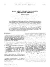W.R.Young 2010. Dynamic Enthalpy, Conservative Temperature, and The
