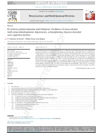 B Vitamin Polymorphisms and Behavior: Evidence of Associations