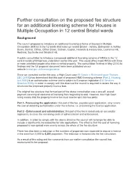 Further Consultation on the Proposed Fee Structure for an Additional Licensing Scheme for Houses in Multiple Occupation in 12 Central Bristol Wards