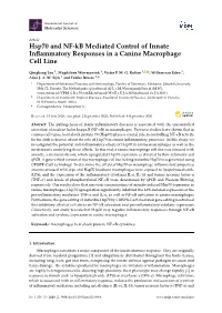 Hsp70 and NF-Kb Mediated Control of Innate Inflammatory Responses In