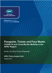 Passports, Tickets and Face Masks COVID-19 and Cross-Border Mobility in the APEC Region