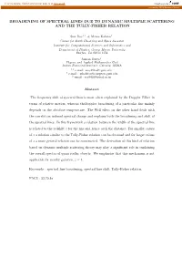 Broadening of Spectral Lines Due to Dynamic Multiple Scattering and the Tully-Fisher Relation