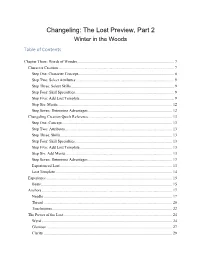 Changeling: the Lost Preview, Part 2 Winter in the Woods Table of Contents