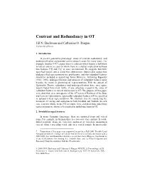 Contrast and Redundancy in Optimality Theory