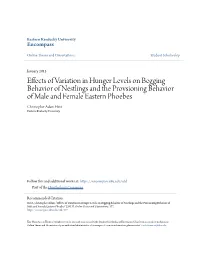 Effects of Variation in Hunger Levels on Begging Behavior of Nestlings